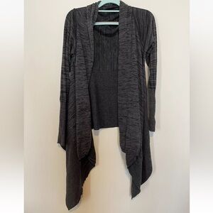 Prana Women's Black Gray Loveland Wrap Open Front Sweater Cardigan Large